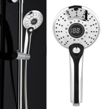 Digital Display Handheld Shower Head with 3-color Temperature Control LED Light 3 Spraying Mode