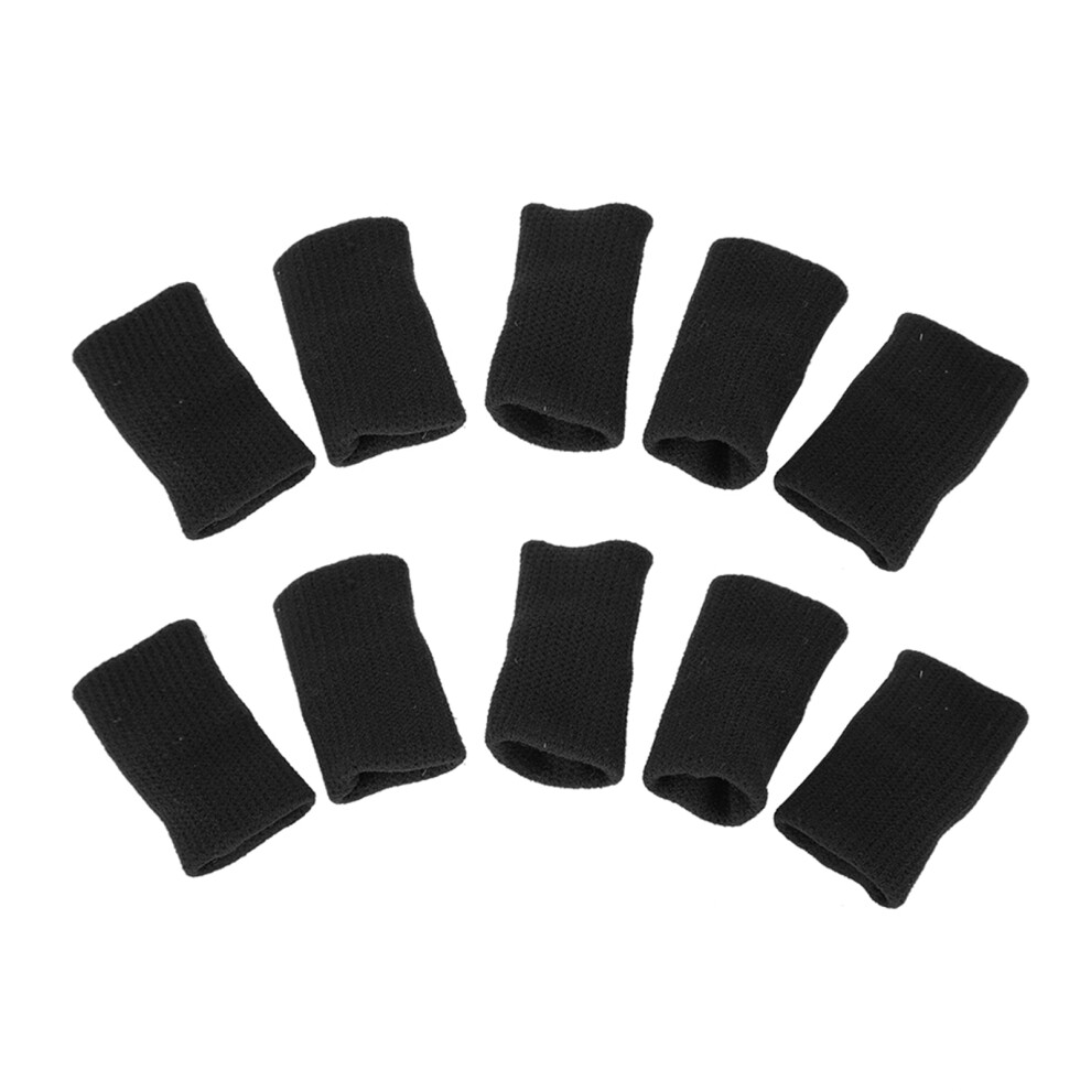 Black 10Pcs Stretchy Fingers Sleeve Support Finger Protector Sports Aid Arthritis Band Wraps Ï¼Blackï¼