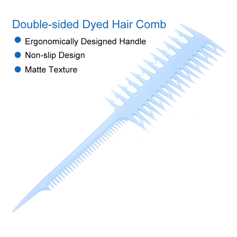 Double sided Wide Fine Tooth Highlighting Comb Professional Piece Strip Dyed Hair Comb Blue