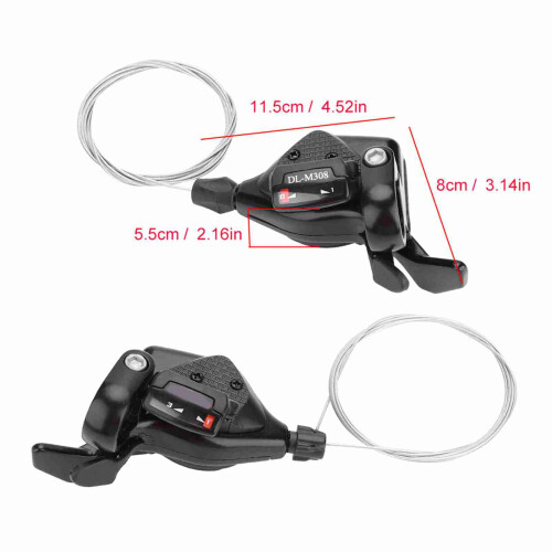 1 Pair Triple Speed Bicycle Gear Shift Derailleur Left/Right Shifter (3x8Speed) 1