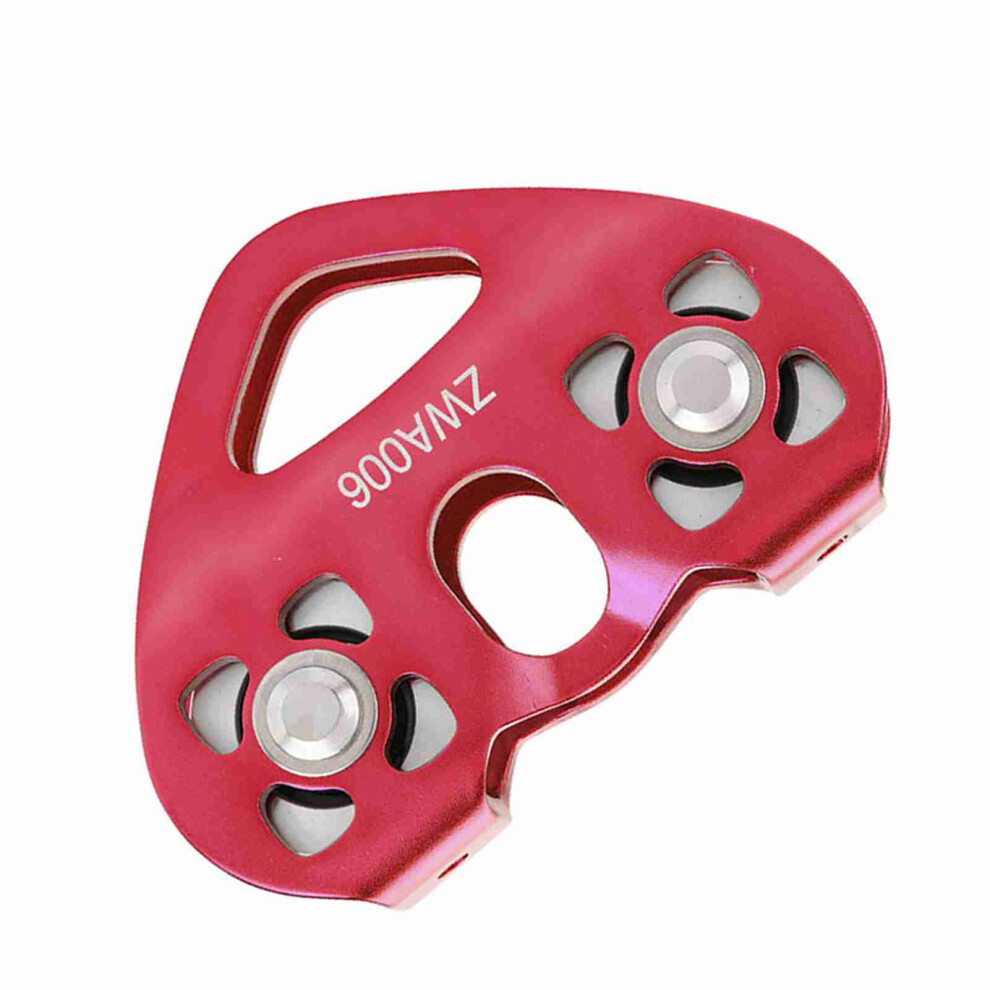 30Kn Dual Pulley Zip Line Rescue Cable Trolley Outdoor Rock Climbing Equipment(Red) 8281324141316