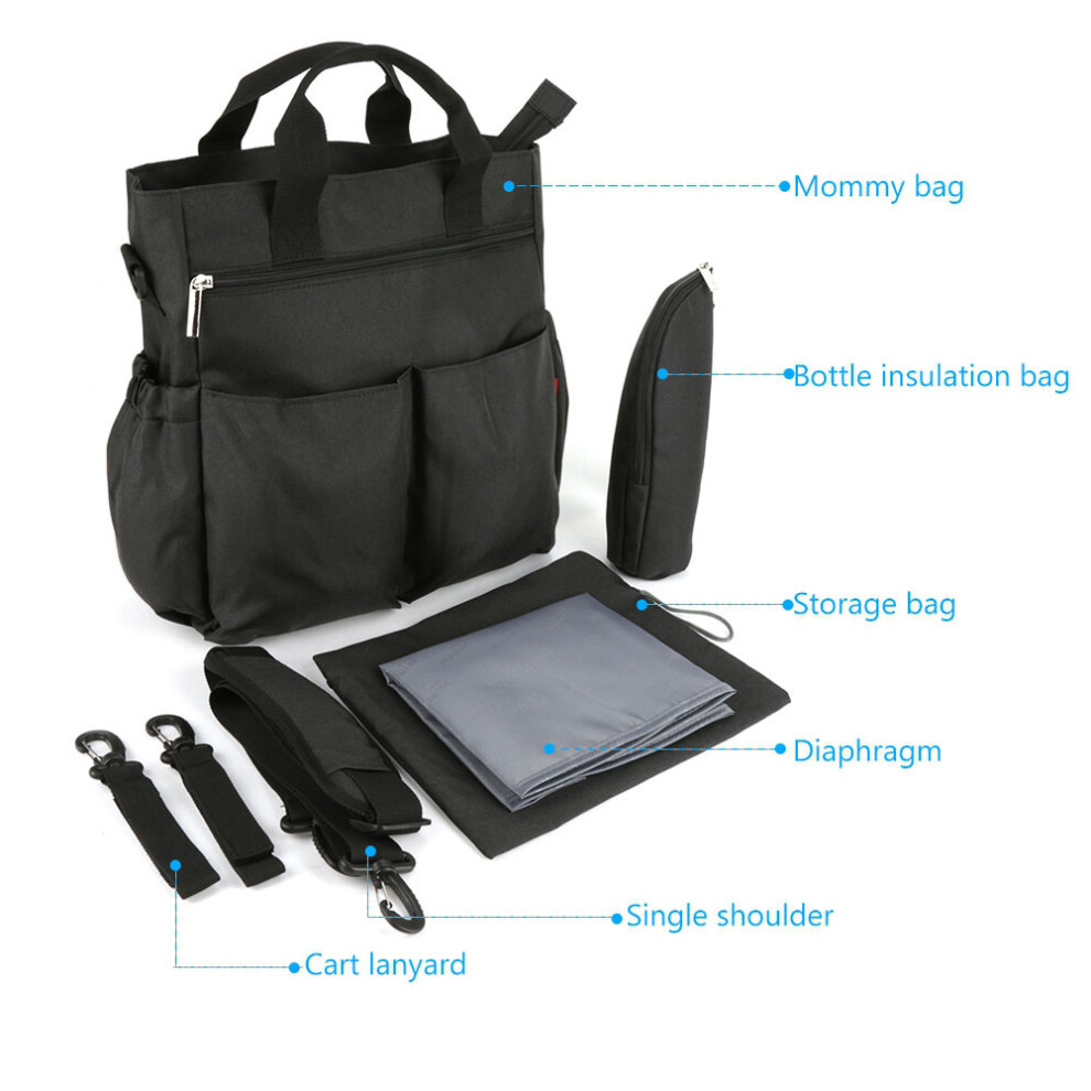 Insular Baby Diaper Nappy Bag Large Capacity Oblique Portable Cart Suspension For Mommy( Black