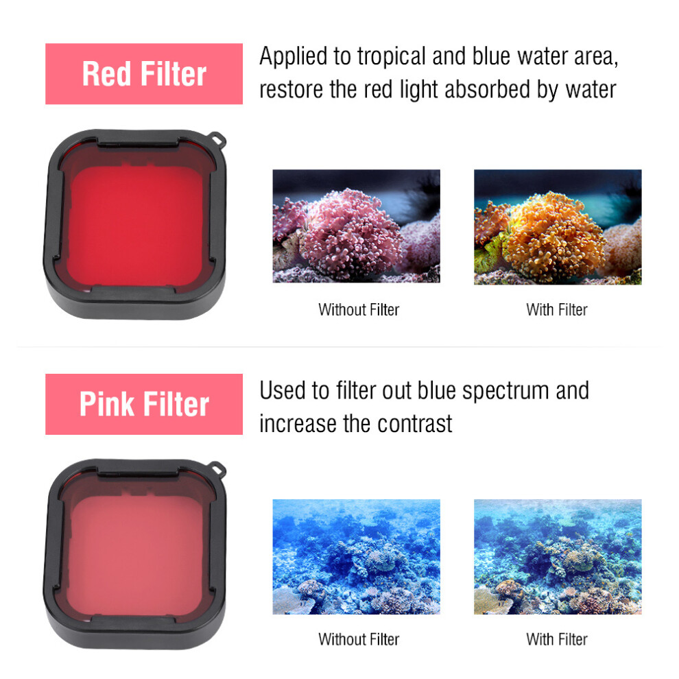 3Pcs Underwater Diving Filters Set For Gopro Hero 5 / 6 Red/Pink/Purple 3201324143054