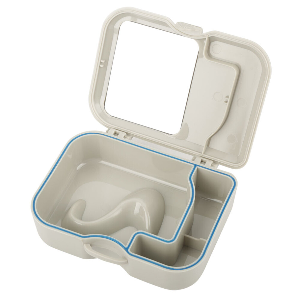 1pc Denture False Teeth Storage Box Case With Mirror and Clean Brush Dental Appliance