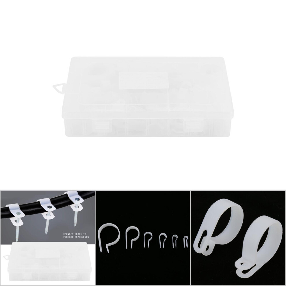 200Pcs Nylon Plastic P Fasteners Clips Clamps Assorted Box For Cable Conduit Kit (White) 7611324152950