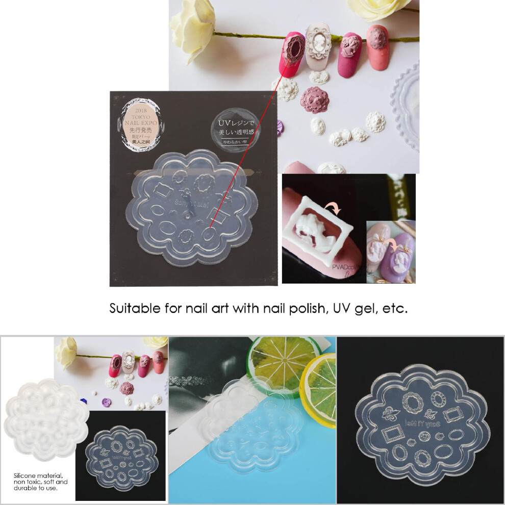 Nail Art Templates 3D Silicone Acrylic Nail Carved Mold DIY Manicure Tool Photo Frame