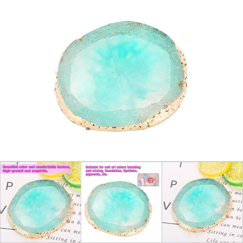 Golden/Green Resin Nail Art Palette Paint Drawing Color Dish Edge Manicure Nail Diy Tool