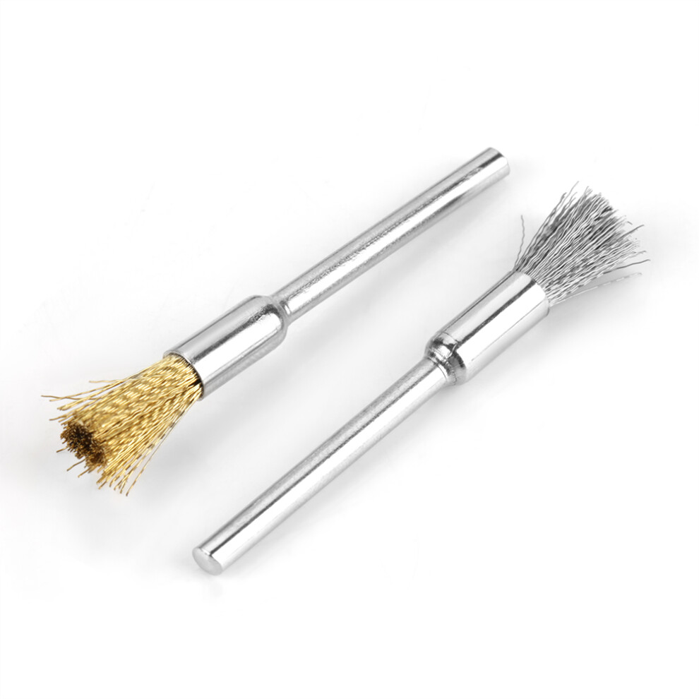 36Pcs Brass Wire Steel Wire Brush Set Pen Flat Cup Shaped Polishing Wheel Rotary Tools Kit 8481324153597