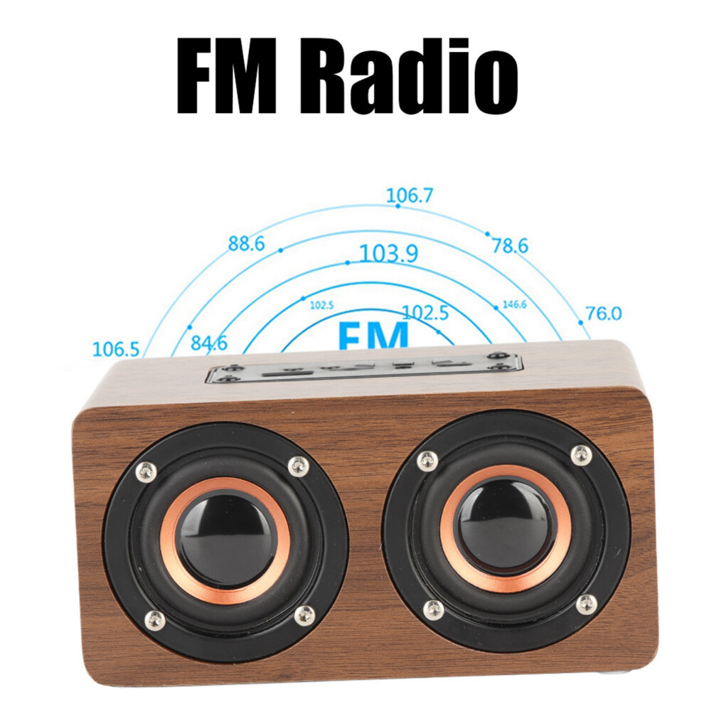 Wood Bluetooth Speaker Subwoofer Fm Radio Hifi Music Clock Alarm Stereo Subwoofer Â Brown/Grain 7891324155186