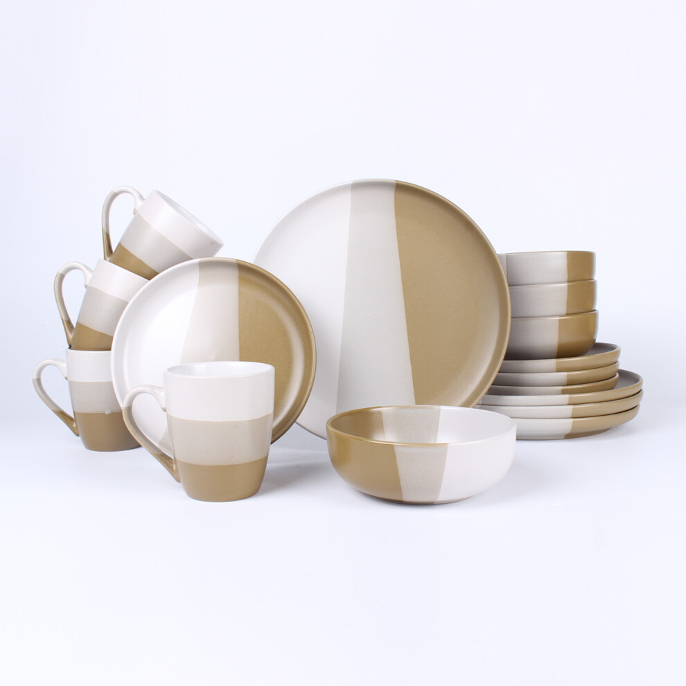 Royalford (Royalford 16 Piece Stoneware Dinnerware Set | Microwave, Dishwasher & Freezer Safe Durable Crockery Set |Dinner & Desser) 16 Piece Stonewar Multicoloured
