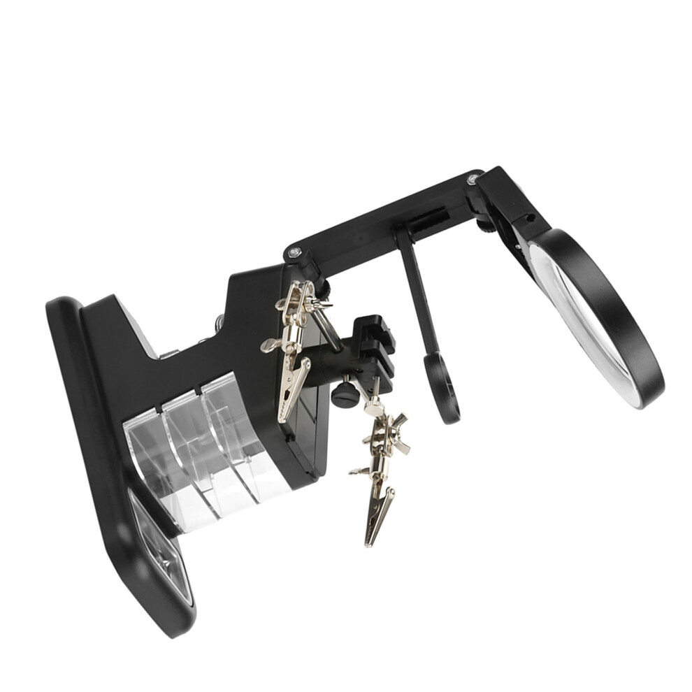 Usb Electric Soldering Iron Workstation With 3X/4.5X/25X Loupe Led Lights Board Clips (Black) 7901324157056