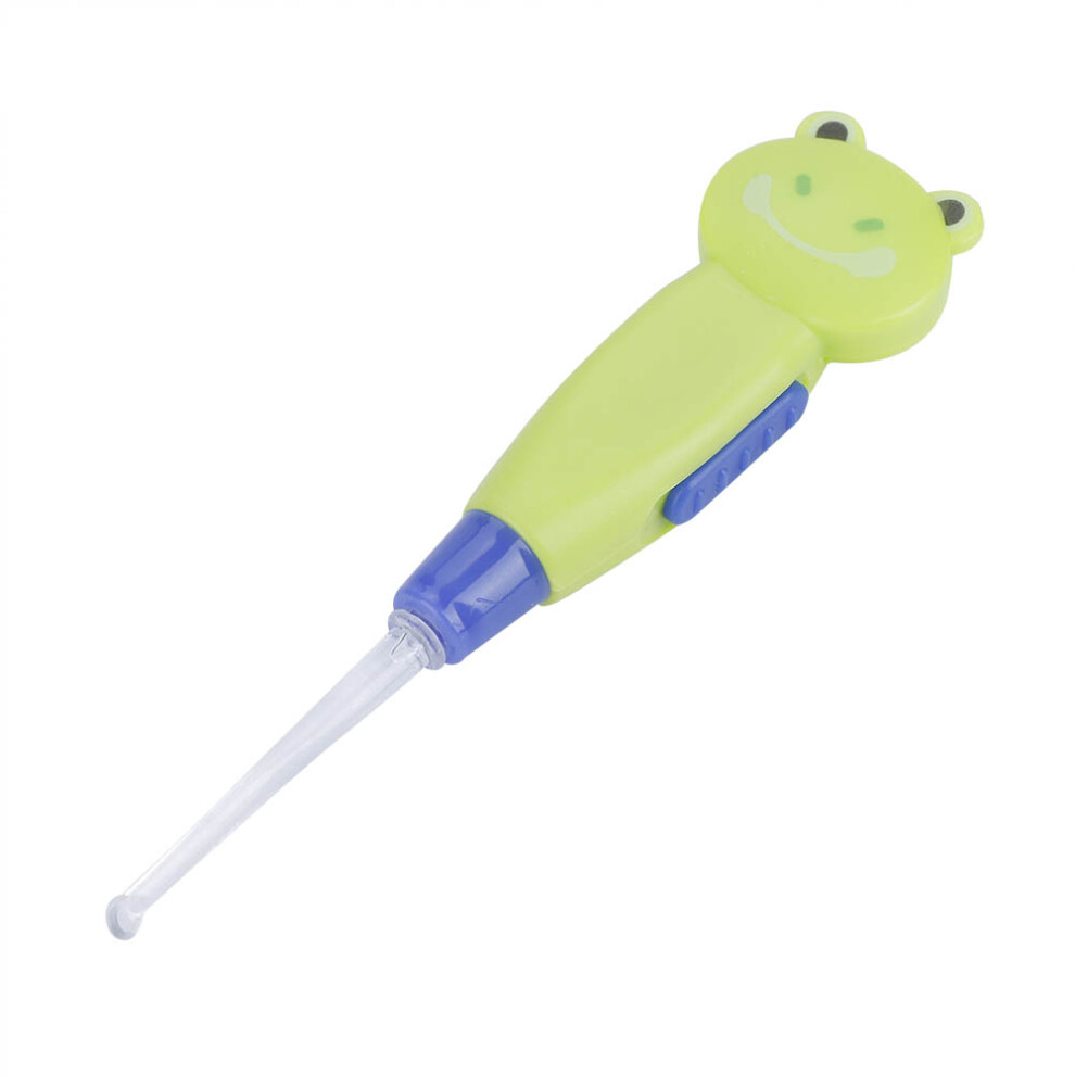 Cute Cartoon Led Flashlight Earpick Earwax Remover With Scoop Tweezers Cleaner Tool( Frog) Green