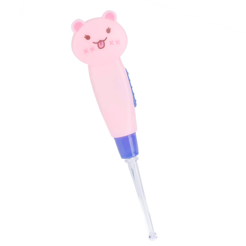 Cute Cartoon Led Flashlight Earpick Earwax Remover With Scoop Tweezers Cleaner Tool ( Cat) Unisex Kids Pink
