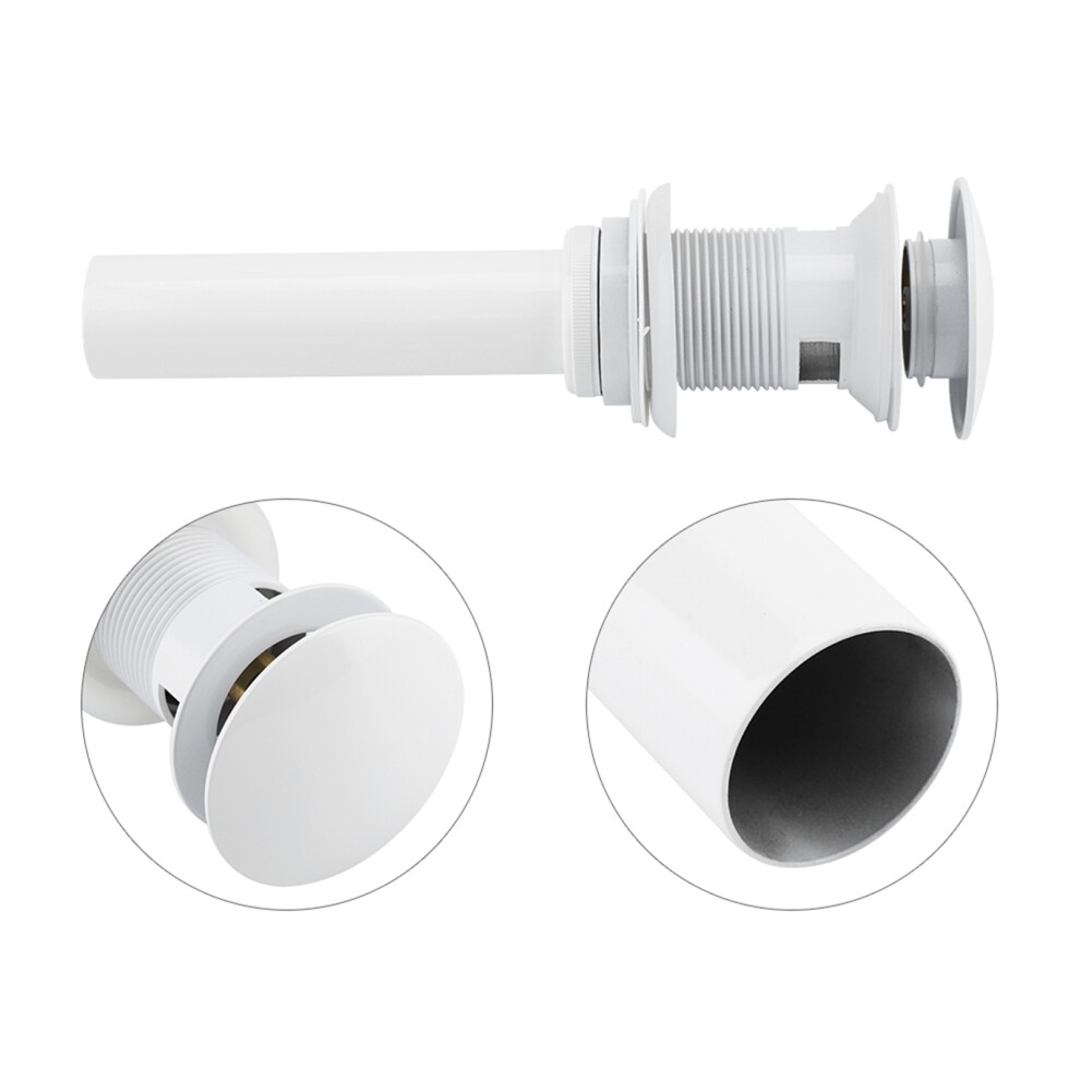 Kitchen Bathroom Basin Sink White Coating Brass Pop Up Drain Stopper With Overflow Hole 4981324158027