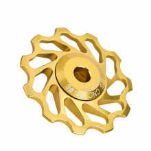 1 Pair MEIJUN Ceramic Bearing Rear Pulley Jockey Wheel Bike Guide Roller (11T, Golden)