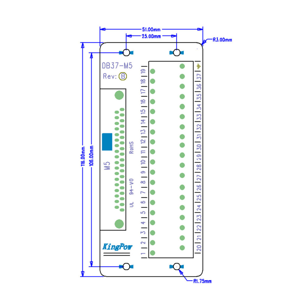 Db37 Din Rail Mount Interface Module Connector Terminal Breakout Board(Female Head) 9341324160294