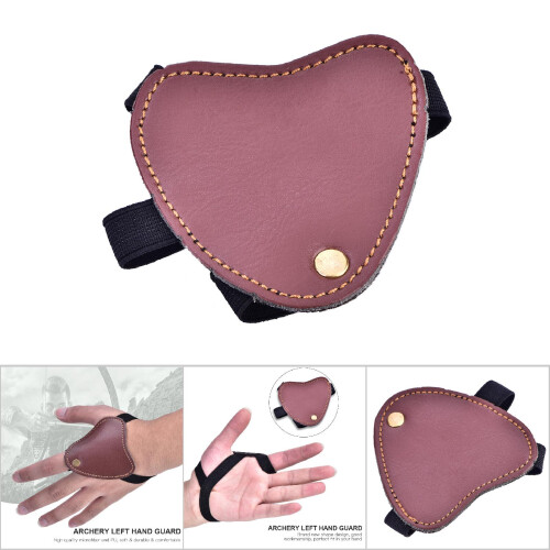 Bow Arrow Archery Left Hand Guard PU  Protective Gloves Shooting Protector(Brown) 2