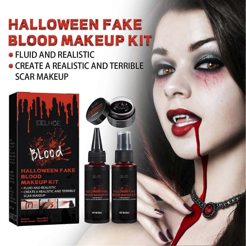 Leatpharkee Halloween Fake Blood Gel Kit Body Paint Stage Makeup Set For Festival Party