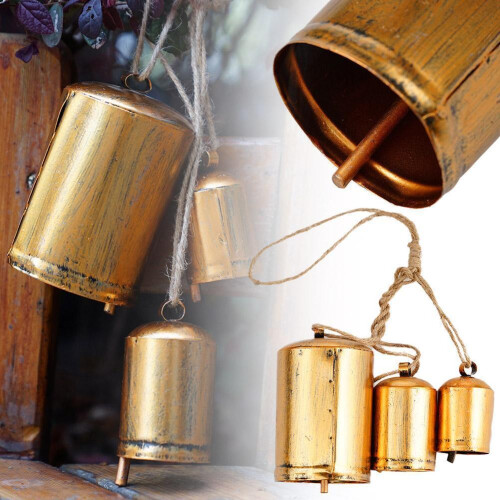 3 Giant Harmony Cow Bell Large Vintage Handmade Rustic Lucky Christmas 1