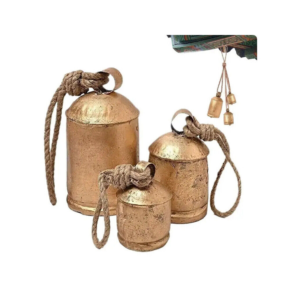3 Giant Harmony Cow Bell Large Vintage Handmade Rustic Lucky Christmas