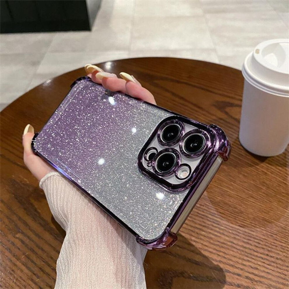 (purple, OnePlus Nord N20 SE) For Iphone 16 15 14 13 12 Pro Max Samsung S25 S24 Plus A05 A06 A14 A15 A16 Redmi Note 13 12 Pro Bling Glitter Full Lens Protect Shockproof Phone Case