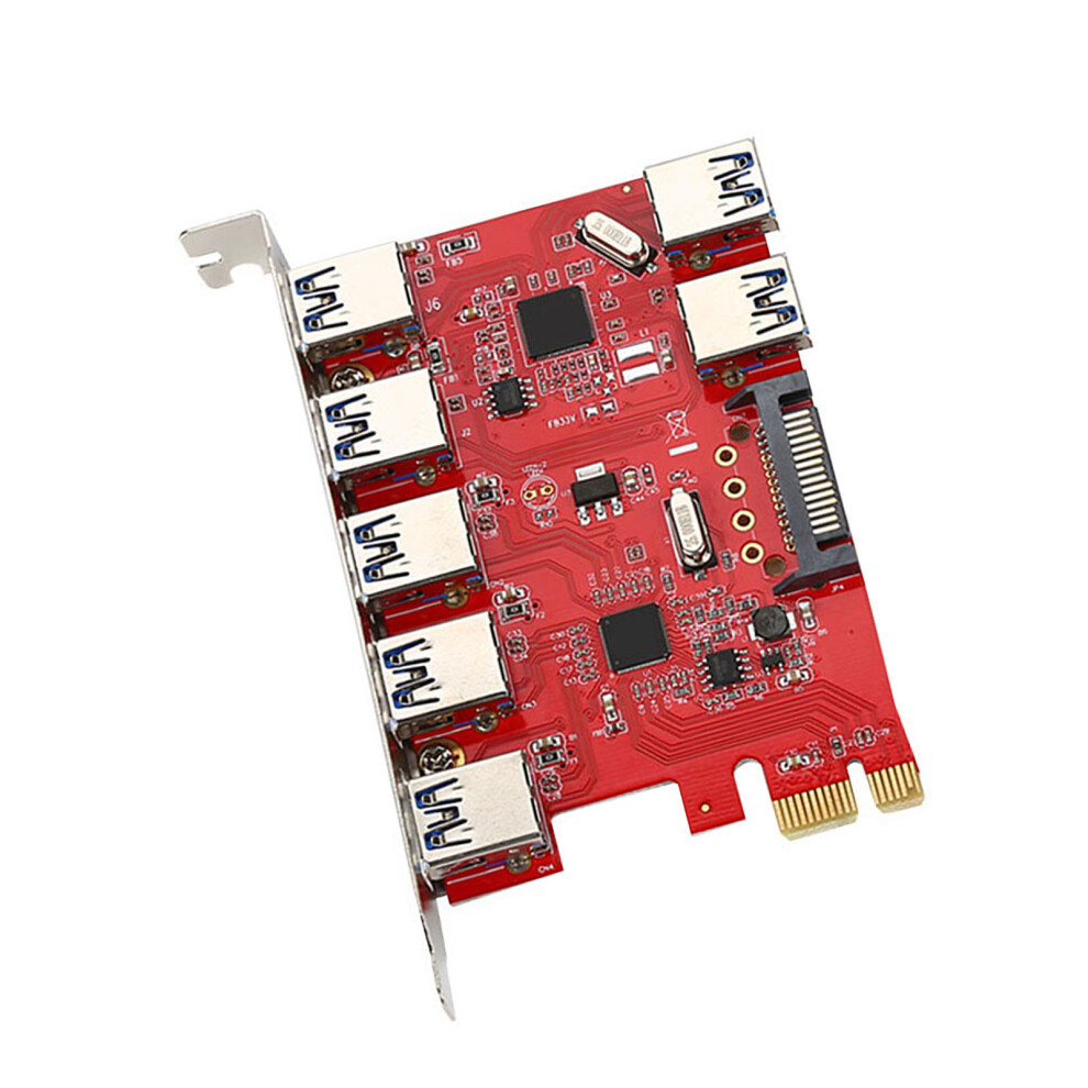 Pci-E To 5 Port Usb 3.0 And 2 Port Usb 3.0 Built In Rj45 1Gbps Via Expansion Board Card Adapter 6941324166536