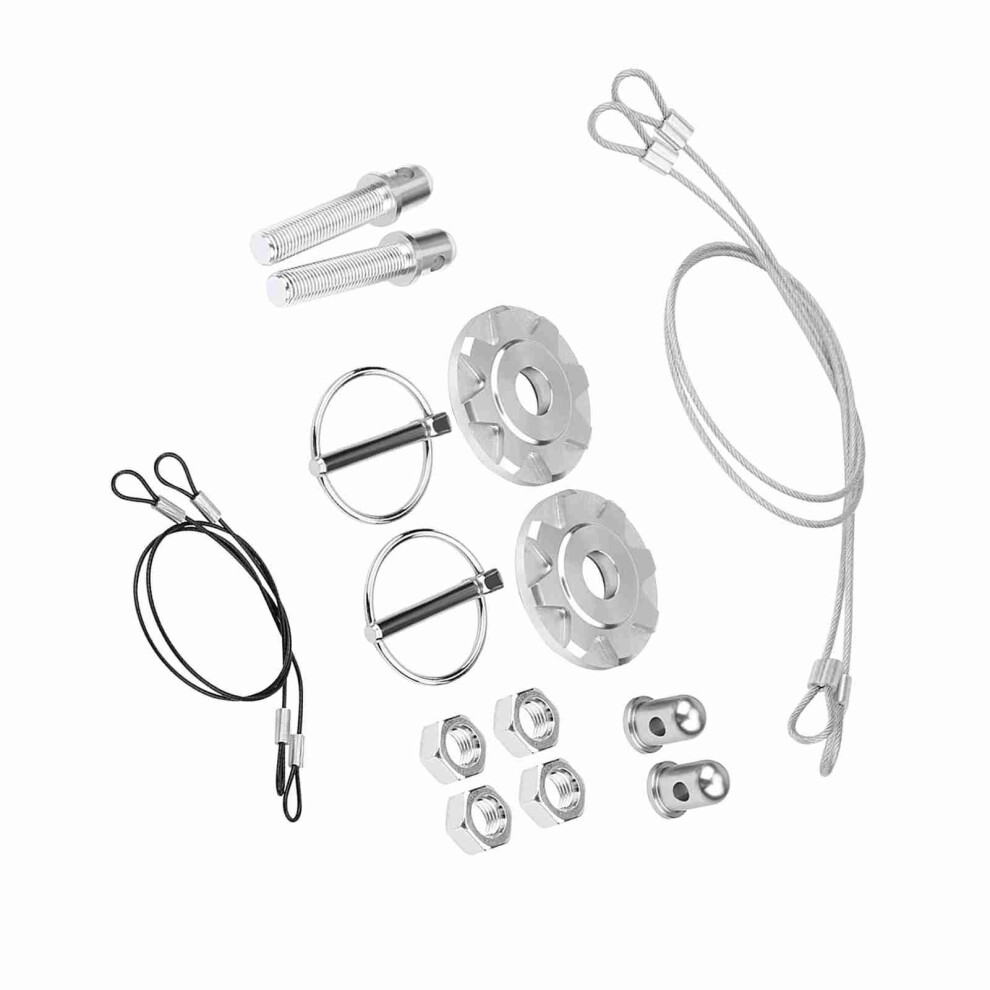 Cnc Aluminum Alloy Car Racing Hood Pin Lock Appearance Kit Universal Silver 8701324168316