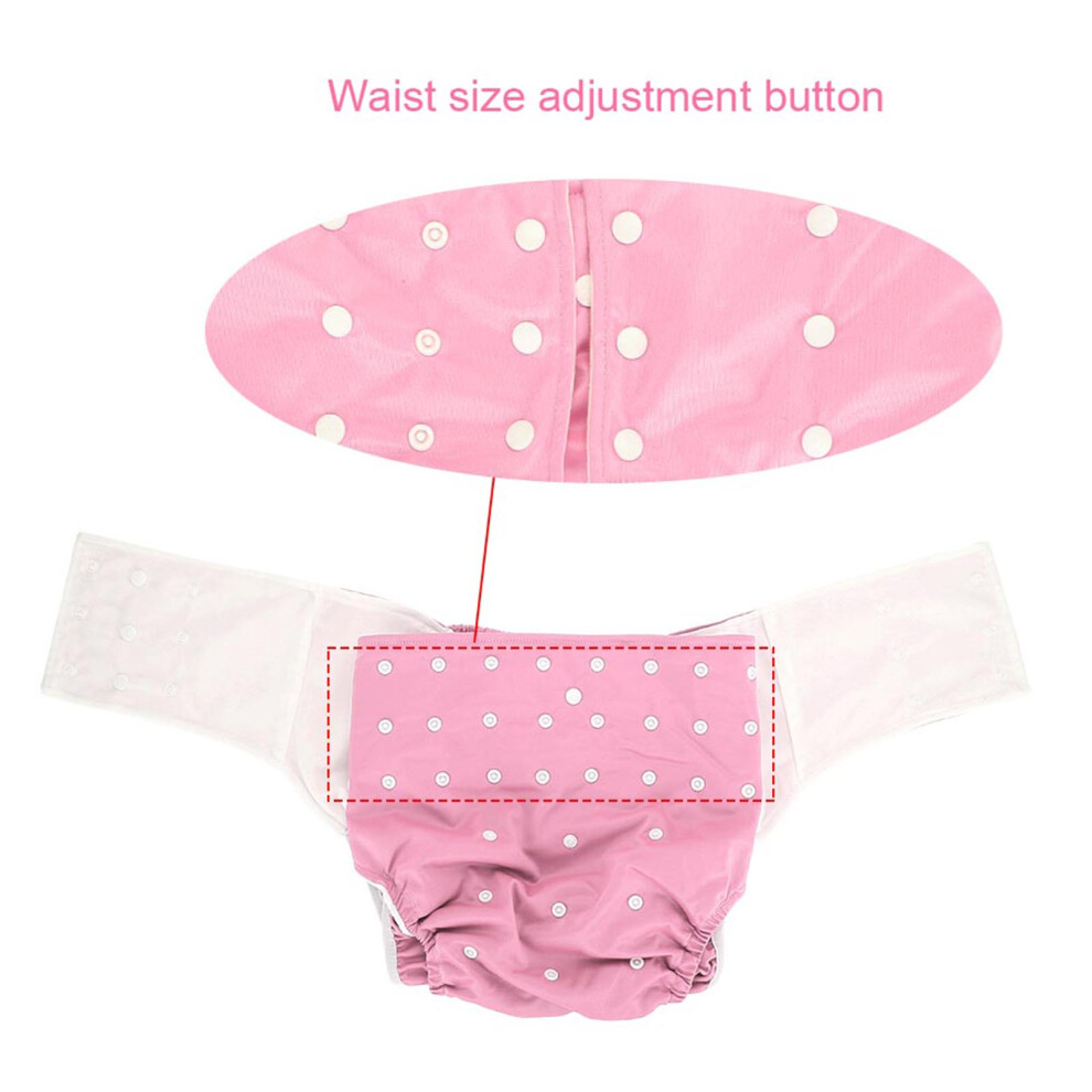 Pink Washable Adult Pocket Nappy Cover Adjustable Reusable Diaper Cloth