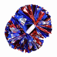 Cheerleader Aerobics Pom Poms Pompoms for Dance Party School Sports (Silver Red Blue)