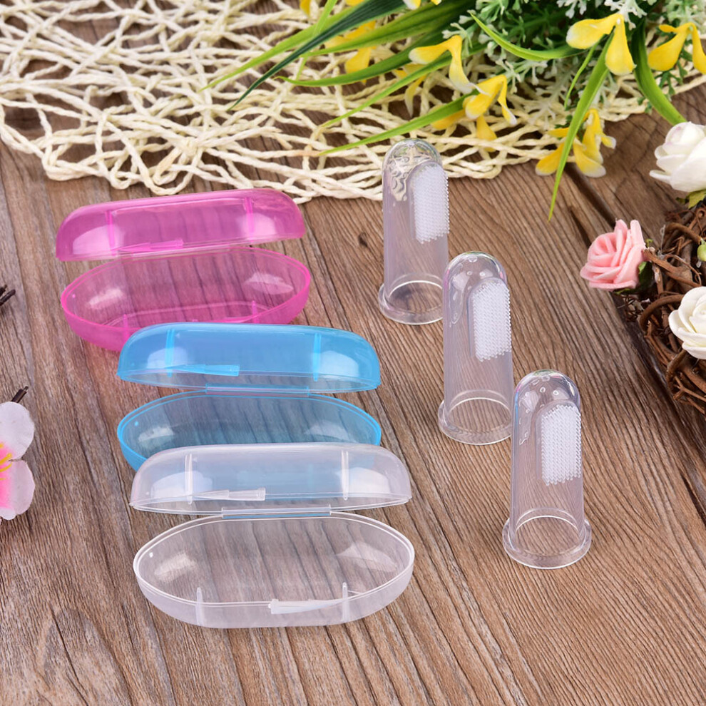 Baby Kids Infant Silicone Finger Toothbrush with Case Tongue Brush Oral Cavity Cleaning Tool