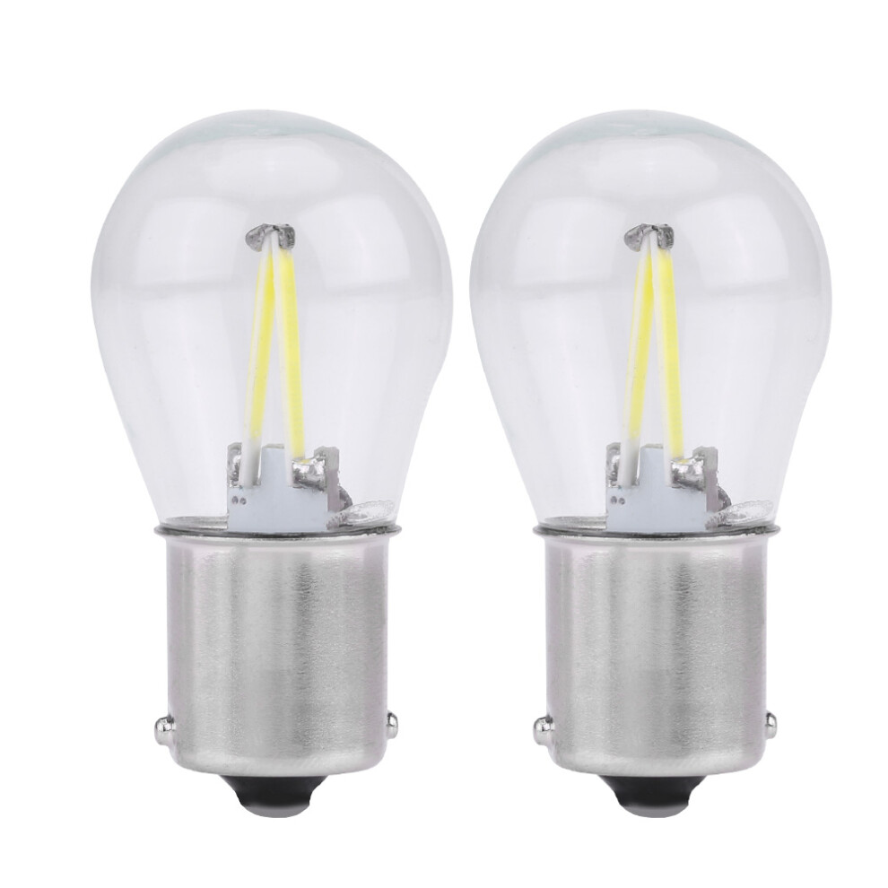 Pair Of 1156 Glass Strobe Cob Led Car Turn Signal Reverse Tail Brake Bulb Light/White 8041324175410