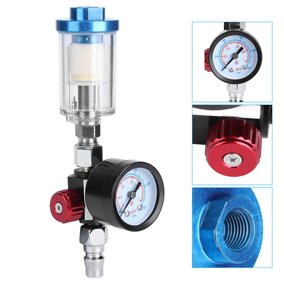 Pneumatic Spray Gun Air Pressure Regulator Gauge In Line Oil Water Trap Filter Separator Kit 7901324180160