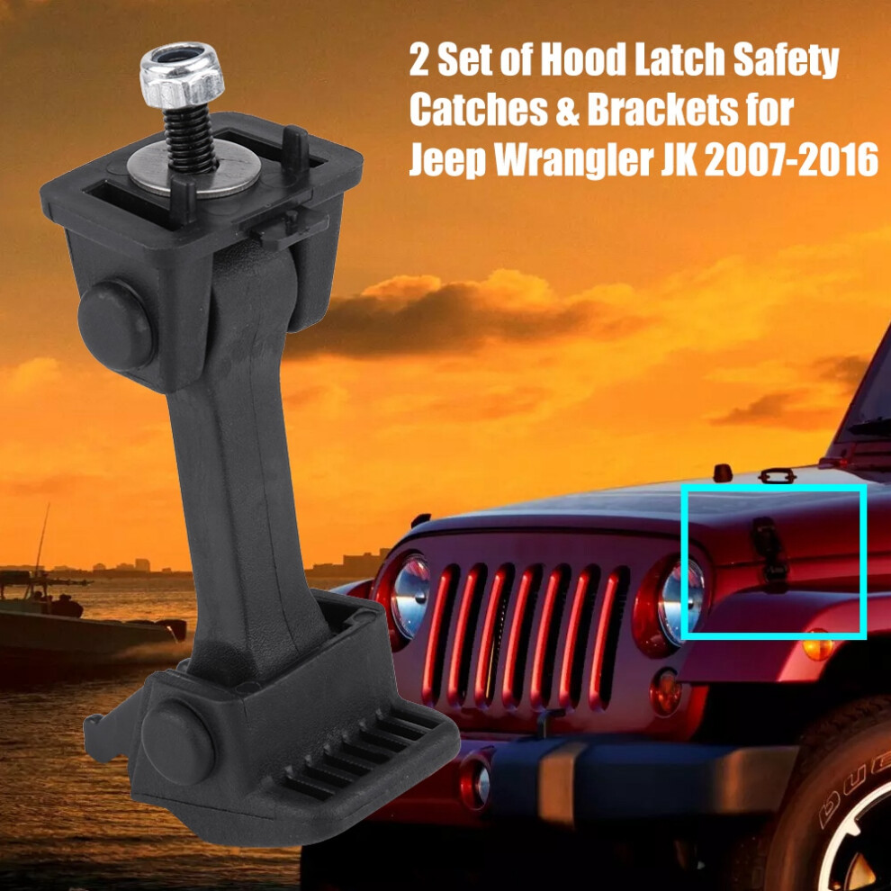 2 Set Of Hood Latch Safety Catches & Brackets For Jeep Wrangler Jk 2007-2016 55395653Af 4181324180978