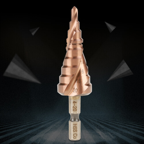 1Pcs Hexagonal Handle Spiral Groove Step Cone Cobalt Drill Bit High Speed Steel(4-20mm) 2