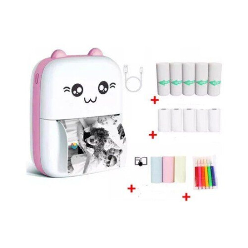 Silk Route Portable Mini Desktop Printer - Thermal printer device - 5 sheets + 5 roll labels + 3 color 2