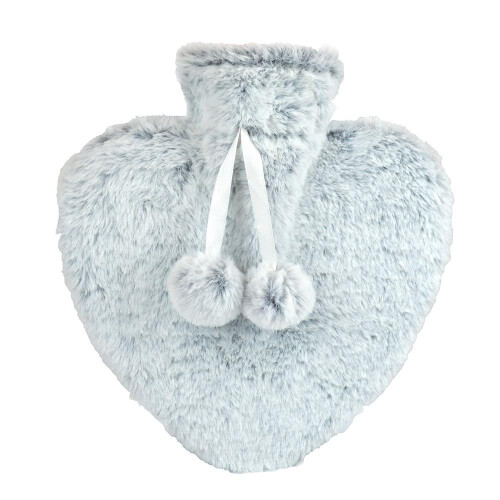 (One Size, Grey) Hot Water Bottle 800ML Heart Shaped Water Bag