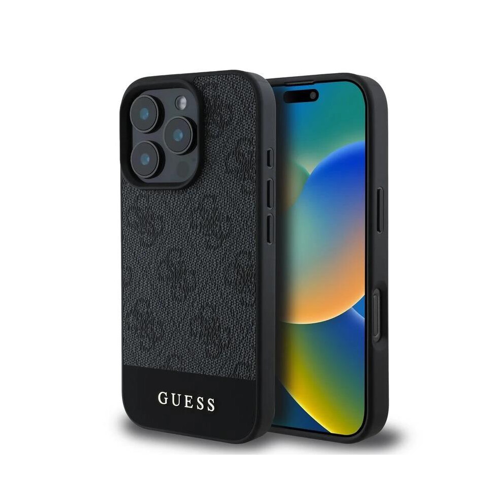 Guess Pu 4G Stripe Case For Iphone 16 Pro 6.3" - Guhcp16lg4glgr Black 3666339344986