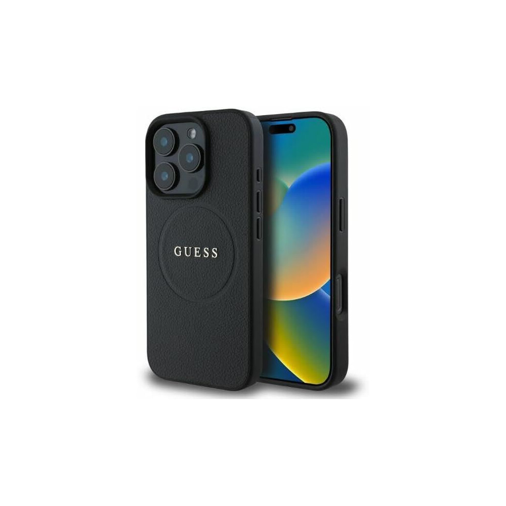 Guess Pu Grained Classic Logo Case With Magsafe For Iphone 16Pro Black