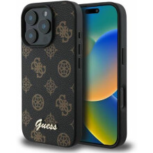 Guess Leather Peony Script Case with MagSafe for iphone 16 Pro 6.3" Black - GUHMP16LPGPYSK