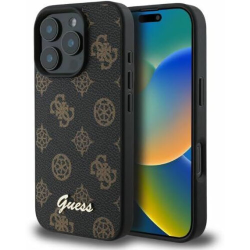 Guess Guess Leather Peony Script Case with MagSafe for iphone 16 Pro 6.3" Black - GUHMP16LPGPYSK