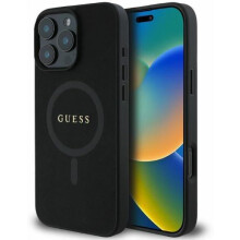Guess Leather Saffiano Classic Logo Hardcase with MagSafe for iphone 16 Pro 6.3" Black - GUHMP16LPSAHMCK