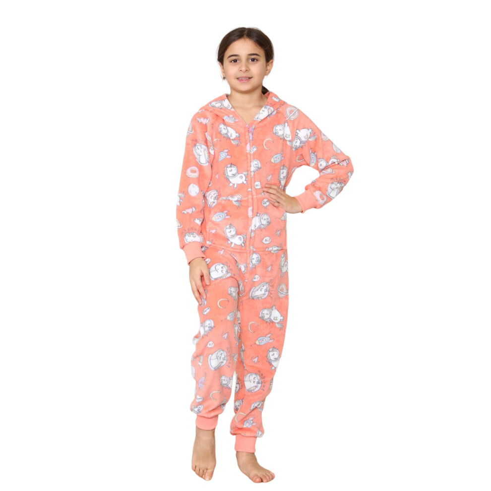 A2zkids (9-10 Years, ) Girls Boys Unicorn Onesie Pyjama Sets Jumpsuit Peach