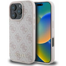 Guess Leather 4G Classic Logo Hardcase with MagSafe for iphone 16 Pro 6.3" Pink - GUHCP16LG4GFPI