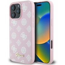 Guess Leather Saffiano Peony Classic Logo Hardcase with MagSafe for iphone 16 Pro Max 6.9" Pink - GUHMP16XPGPYSP