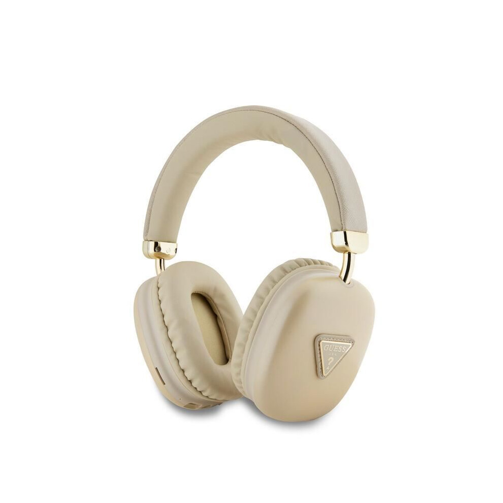 Guess Saffiano Pu Leather With Metallic Triangle Logo Wireless Headphones Gold - Gubhk1satsd