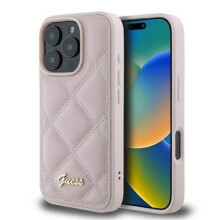 Guess Quilted Metal Logo Case for iPhone 16 Pro 6.3" Pink