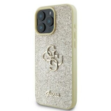 Guess Fixed Glitter Big 4G Logo Case for iPhone 16 Pro 6.3" Gold