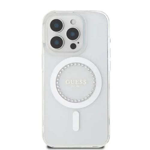 Guess Guess IML Rhinestones Case with MagSafe for iPhone 16 Pro 6.3" Clear
