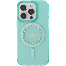 Guess IML Rhinestones Case with MagSafe for iPhone 16 Pro 6.3" Green