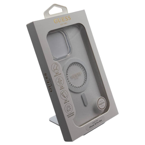 Guess Guess IML Rhinestones Case with MagSafe for iPhone 16 Pro Max 6.9" Clear 1